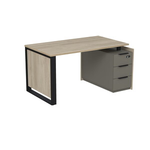 Стол рабочий на опорной угловой тумбе, с ящиками, с код замком
