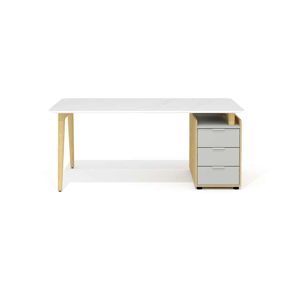 Стол рабочий прямой с опорной тумбой