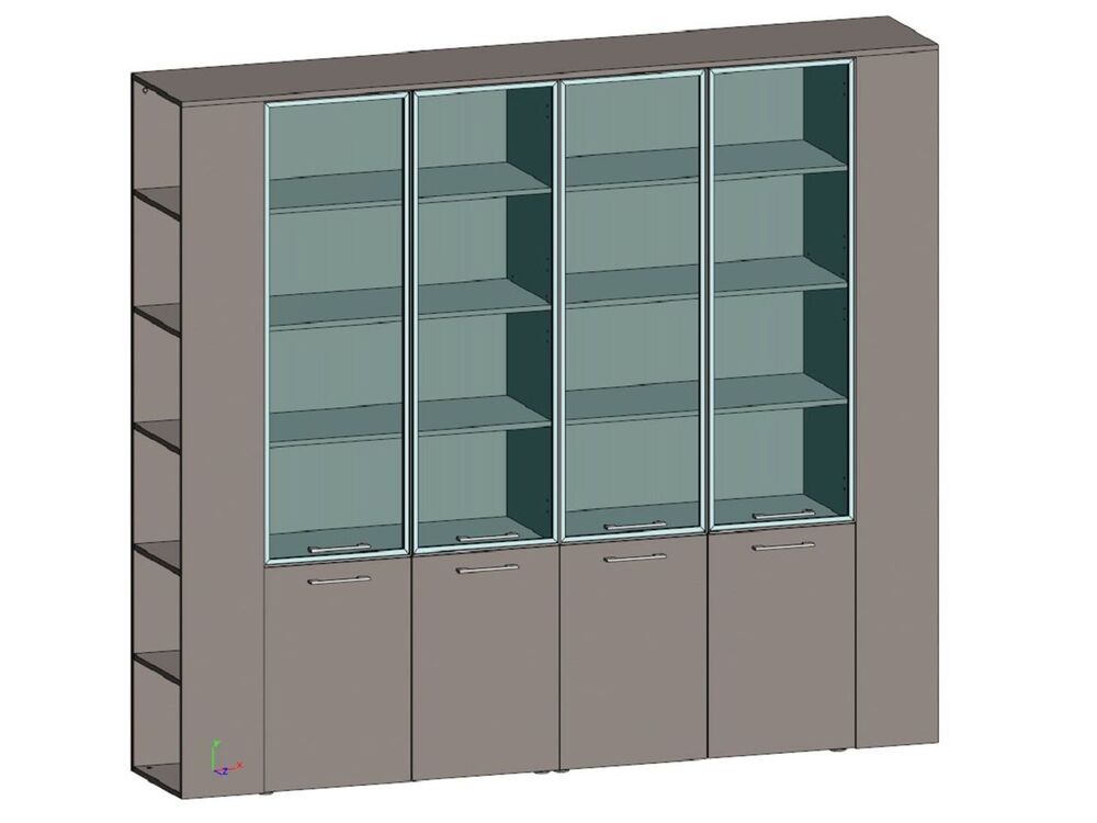 Двойной шкаф комбинированный с боковыми стеллажами