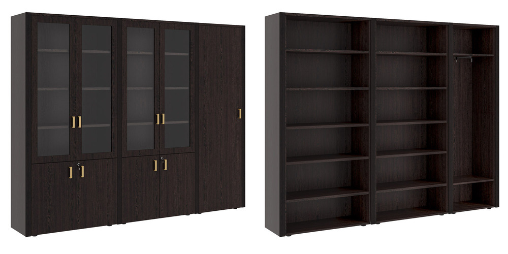 Шкаф для бумаг с гардеробом 5 створок