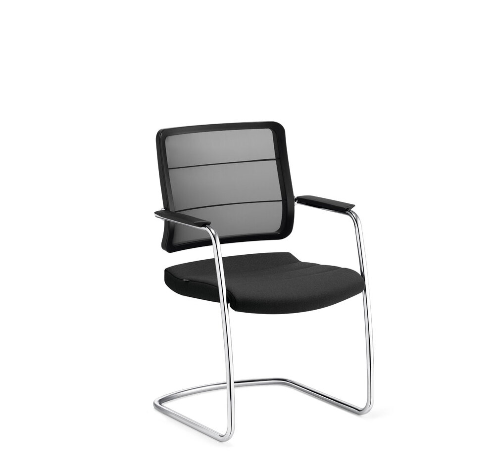 AIRPAD Кресло посетителя, кожа ЧЕРНЫЙ/АЛЮМ