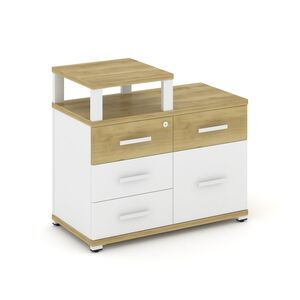 Тумба приставная широкая 4 ящика + 1 распашной фасад с надставкой узкой