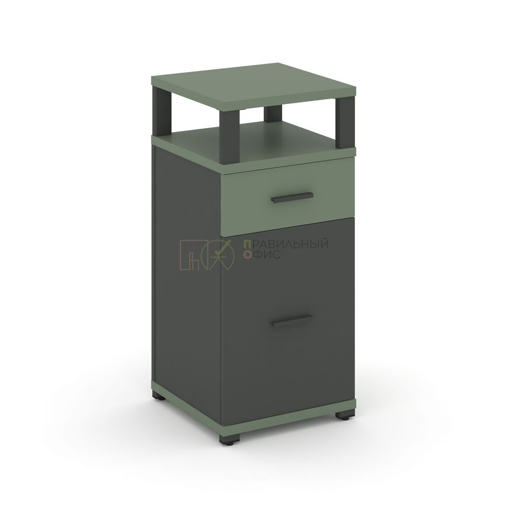 Тумба опорная/приставная 1 ящик + 1 распашной фасад с надставкой