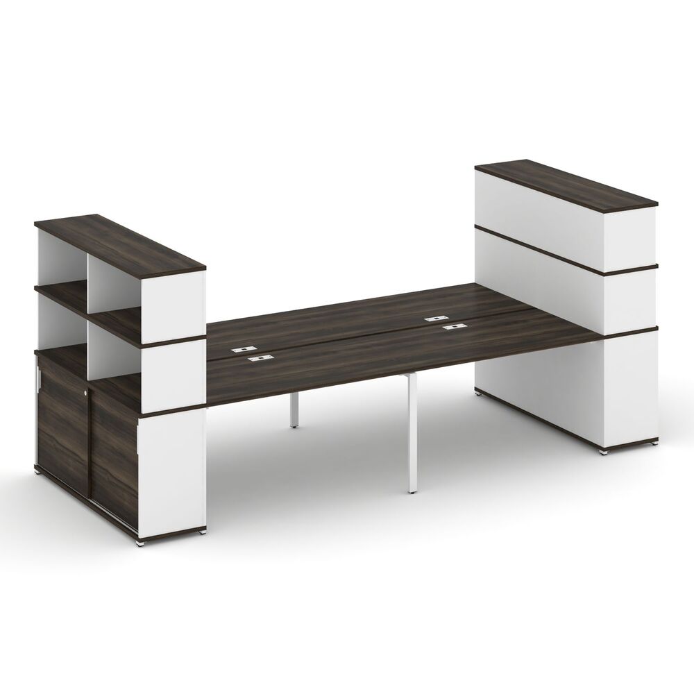 Рабочая станция с опорными шкафами купе с надставкой высокой