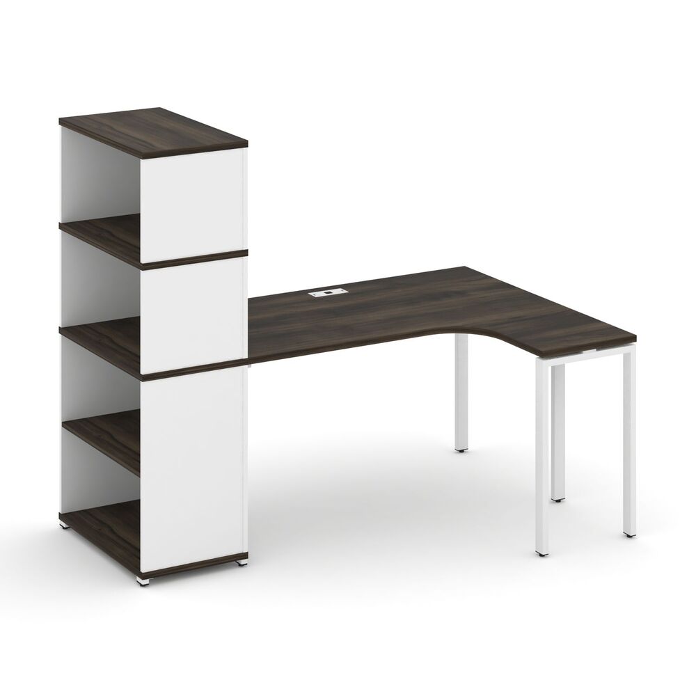 Стол эргономичный с опорным стеллажом с надставкой высокой правый