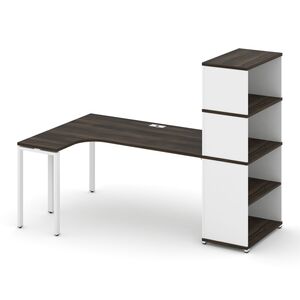 Стол эргономичный с опорным стеллажом с надставкой высокой левый