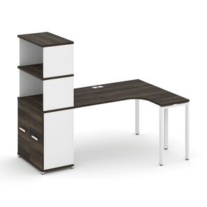 Стол эргономичный с опорным распашным шкафом с надставкой высокой правый