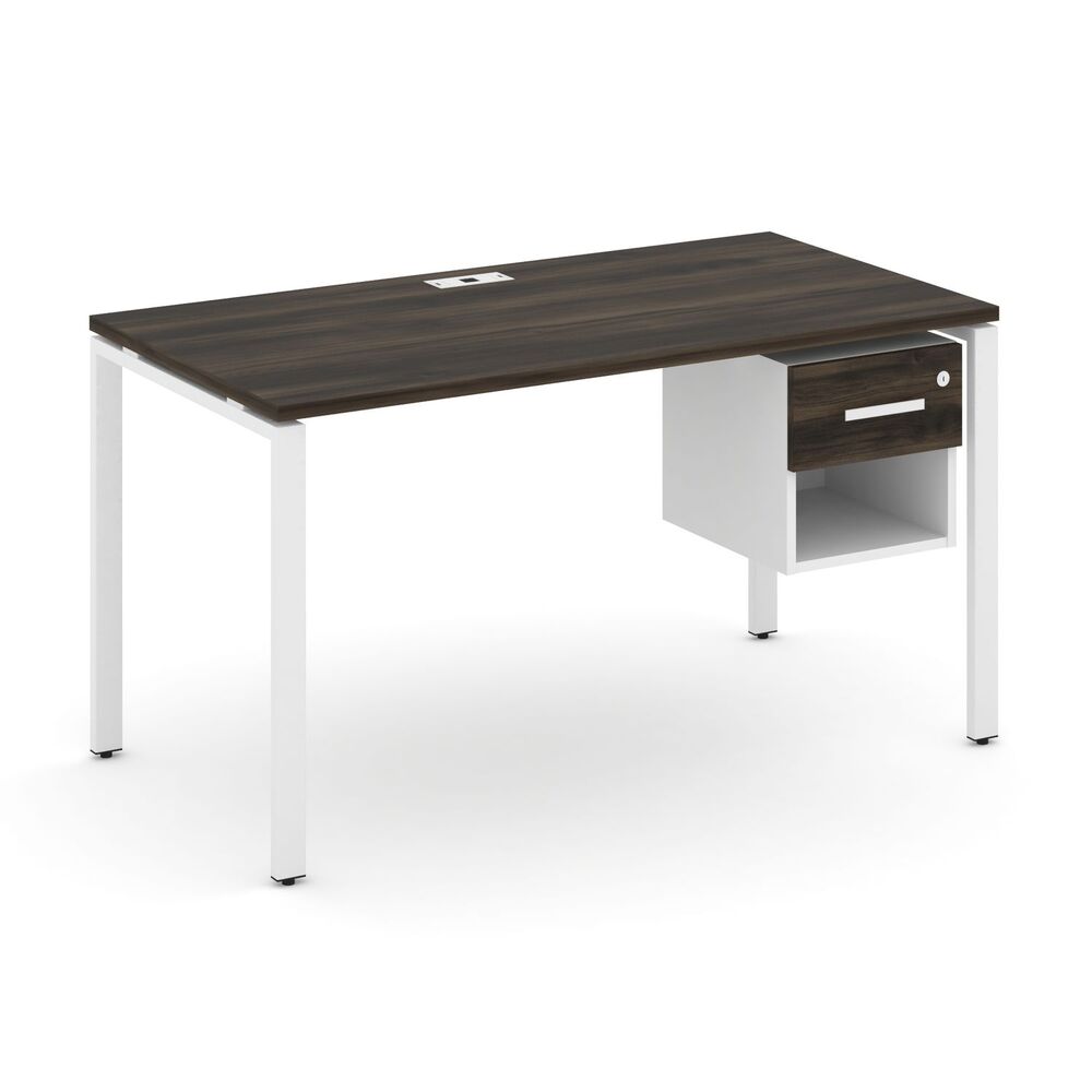 Стол рабочий с подвесной тумбой одной открытой нишей и одним ящиком