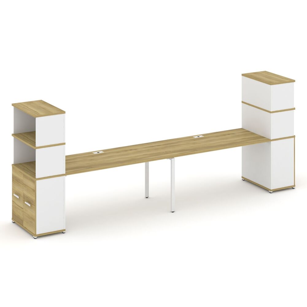 Рабочая станция с опорными распашными шкафами с надставкой высокой