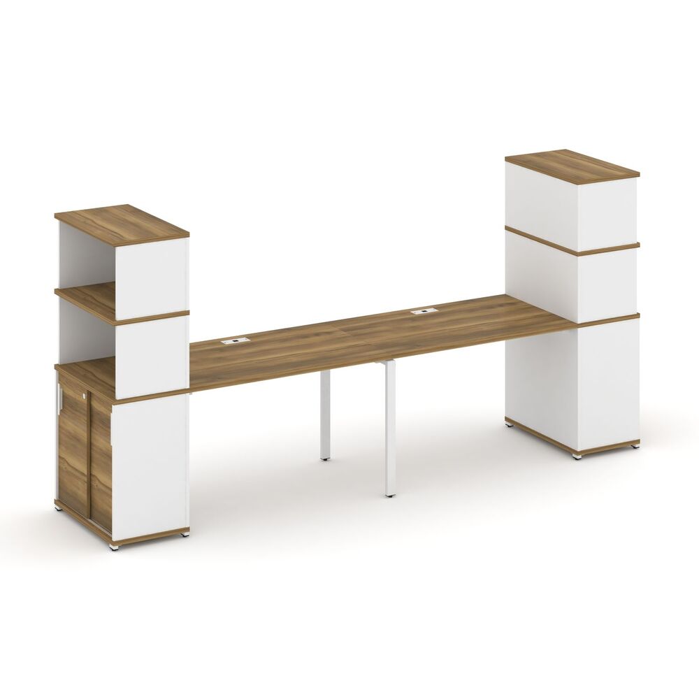 Рабочая станция с опорными шкафом купе с надставкой высокой