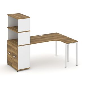 Стол эргономичный с опорным распашным шкафом с надставкой высокой правый