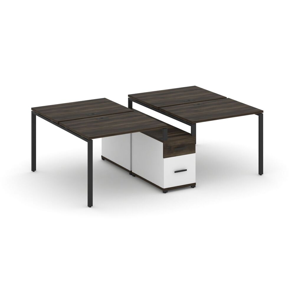 Рабочая станция на 4 места с двухсторонней опорной тумбой