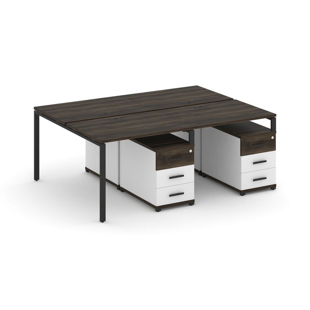 Рабочая станция на 4 места с двумя двухсторонними опорными тумбами