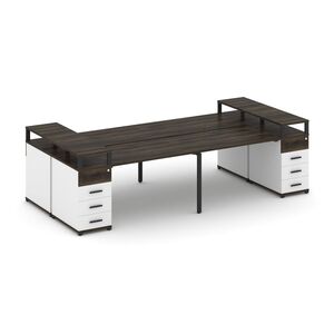 Рабочая станция на 4 места с двумя опорными тумбами