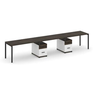 Рабочая станция на 3 места с двумя опорными тумбами