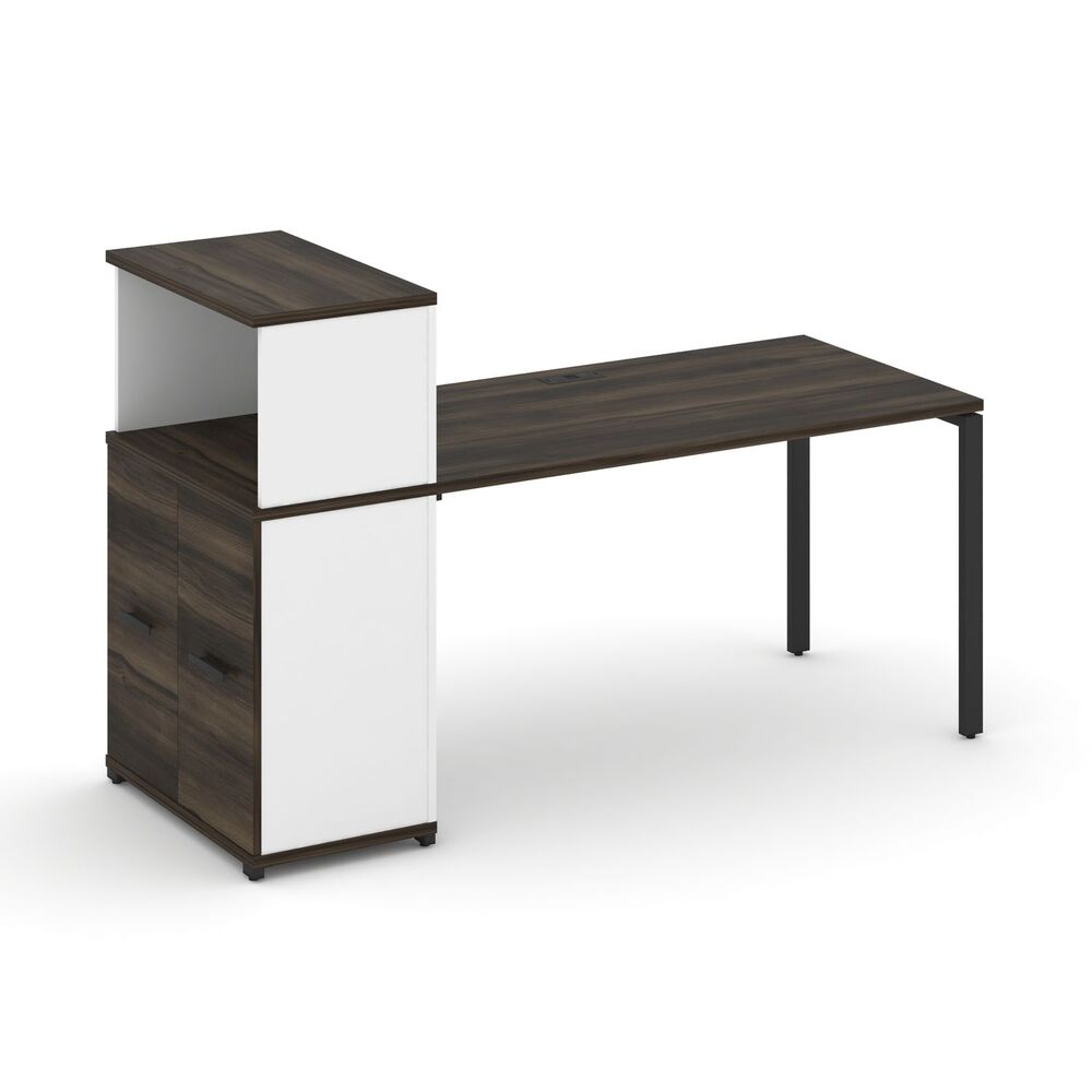 Стол рабочий с опорным распашным шкафом с надставкой низкой