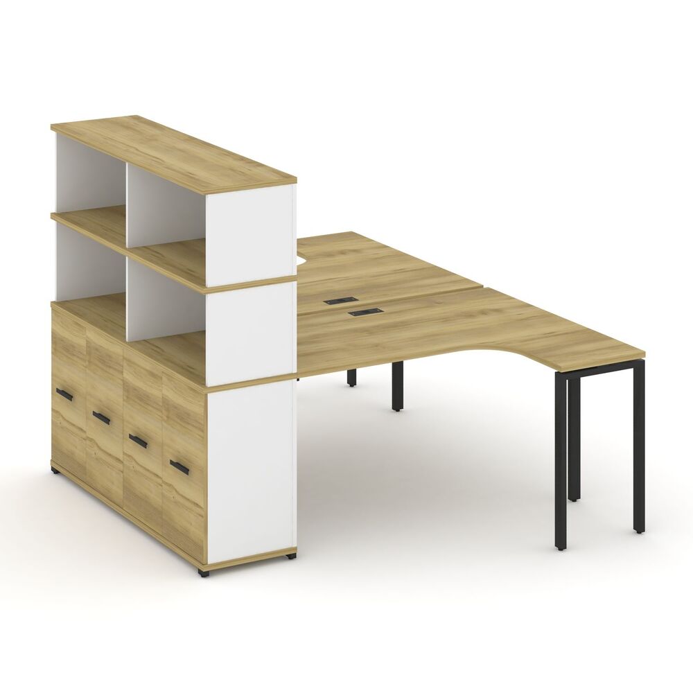 Рабочая станция с опорным распашным шкафом с надставкой высокой