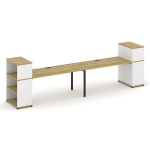 Рабочая станция с опорными стеллажами с надставкой низкой