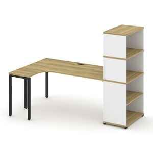 Стол эргономичный с опорным стеллажом с надставкой высокой левый
