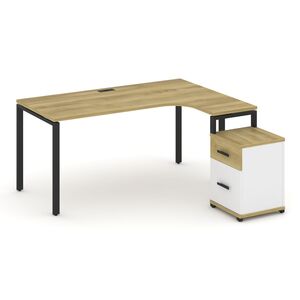 Стол эргономичный правый с опорной тумбой