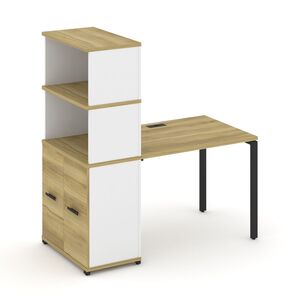 Стол рабочий с опорным распашным шкафом с надставкой высокой