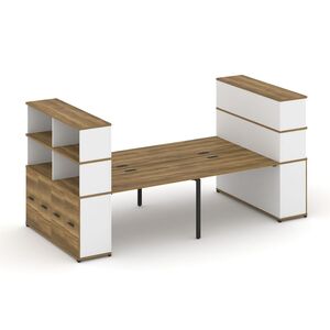 Рабочая станция с опорными распашными шкафоми с надставкой высокой