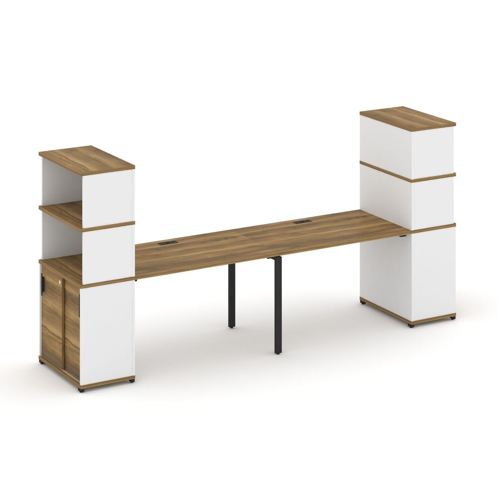 Рабочая станция с опорными шкафом купе с надставкой высокой