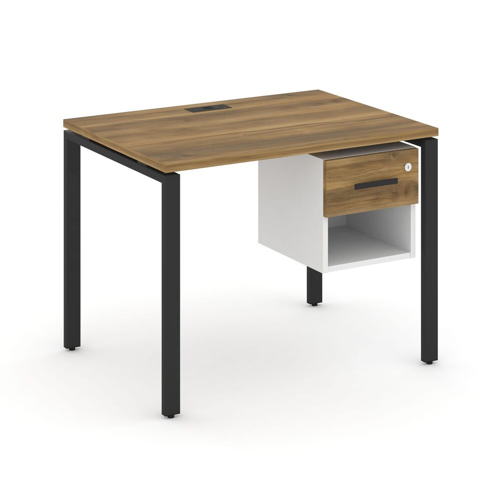 Стол рабочий с подвесной тумбой одной открытой нишей и одним ящиком