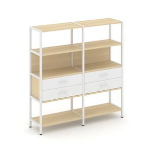 Двухсекционный стеллаж четырехярусный с ящиками