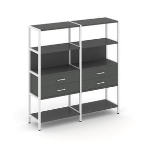 Двухсекционный стеллаж четырехярусный с ящиками