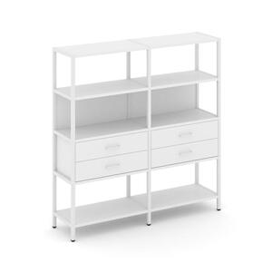 Двухсекционный стеллаж четырехярусный с ящиками