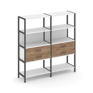 Двухсекционный стеллаж четырехярусный с ящиками
