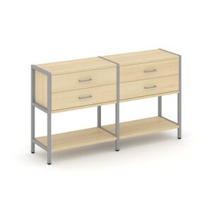 Двухсекционный стеллаж двухярусный с ящиками