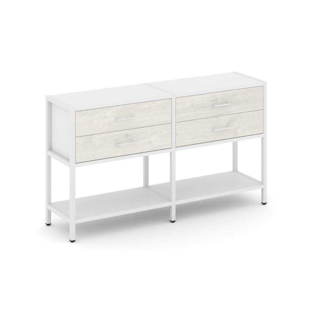 Двухсекционный стеллаж двухярусный с ящиками