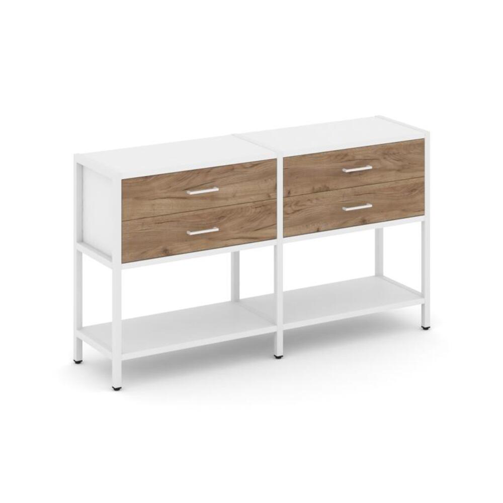 Двухсекционный стеллаж двухярусный с ящиками