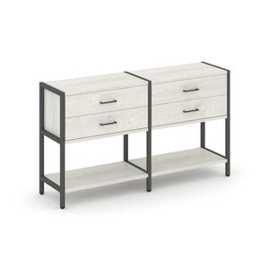 Двухсекционный стеллаж двухярусный с ящиками