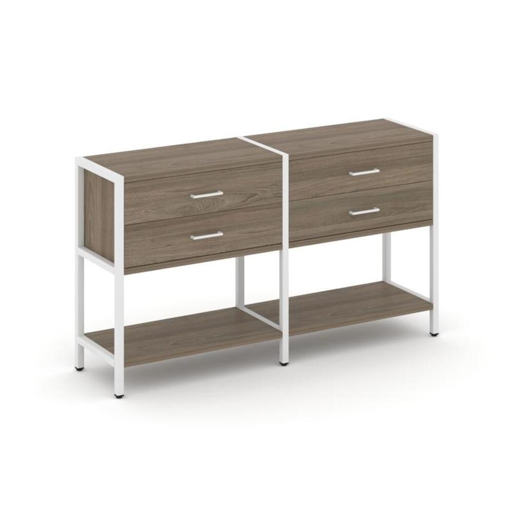 Двухсекционный стеллаж двухярусный с ящиками