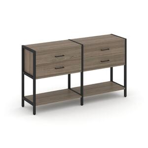 Двухсекционный стеллаж двухярусный с ящиками