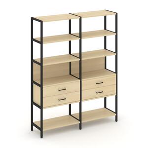 Двухсекционный стеллаж пятиярусный с ящиками