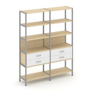 Двухсекционный стеллаж пятиярусный с ящиками