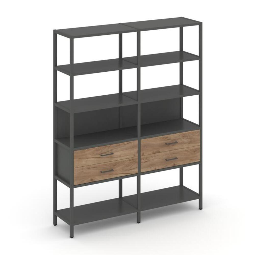 Двухсекционный стеллаж пятиярусный с ящиками