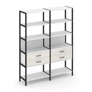 Двухсекционный стеллаж пятиярусный с ящиками