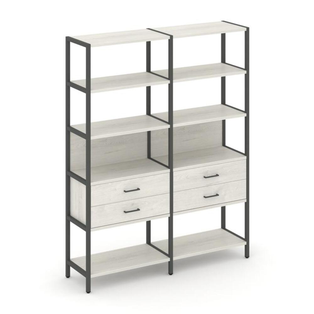 Двухсекционный стеллаж пятиярусный с ящиками