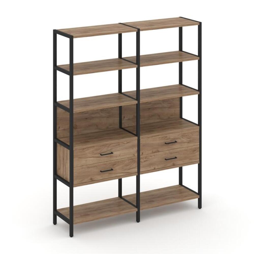 Двухсекционный стеллаж пятиярусный с ящиками