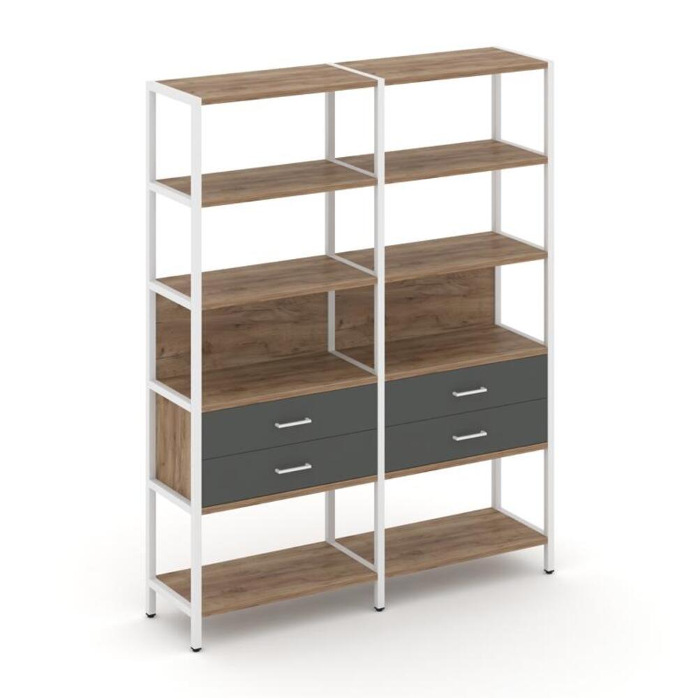 Двухсекционный стеллаж пятиярусный с ящиками