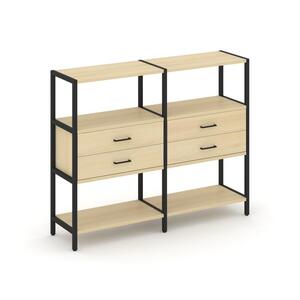 Двухсекционный стеллаж трехярусный с ящиками