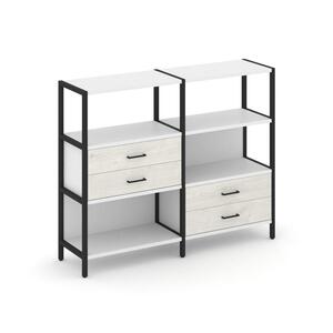 Двухсекционный стеллаж трехярусный с ящиками