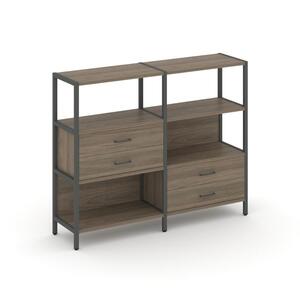 Двухсекционный стеллаж трехярусный с ящиками