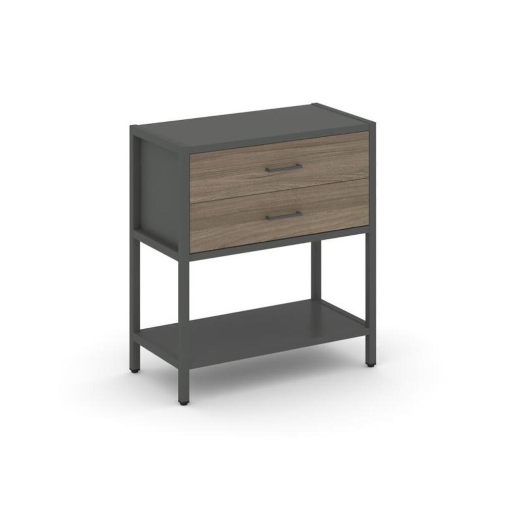 Односекционный стеллаж двухярусный с ящиками