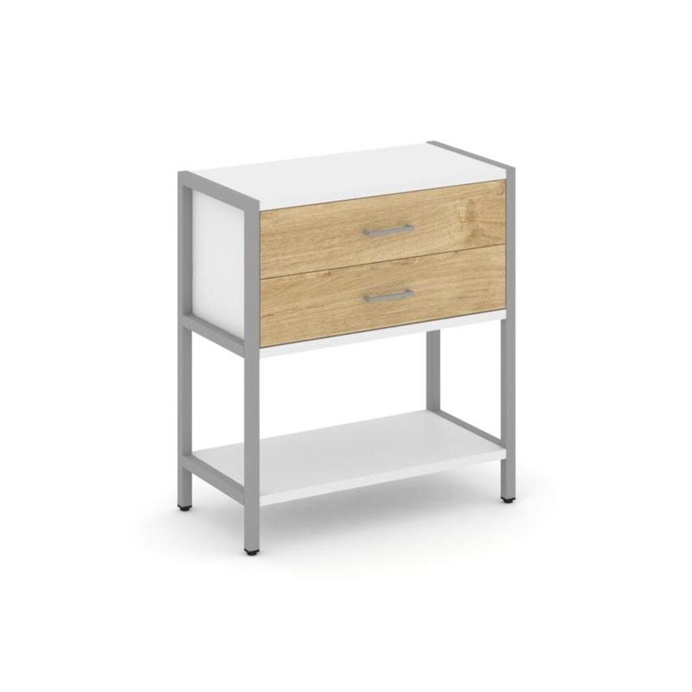 Односекционный стеллаж двухярусный с ящиками